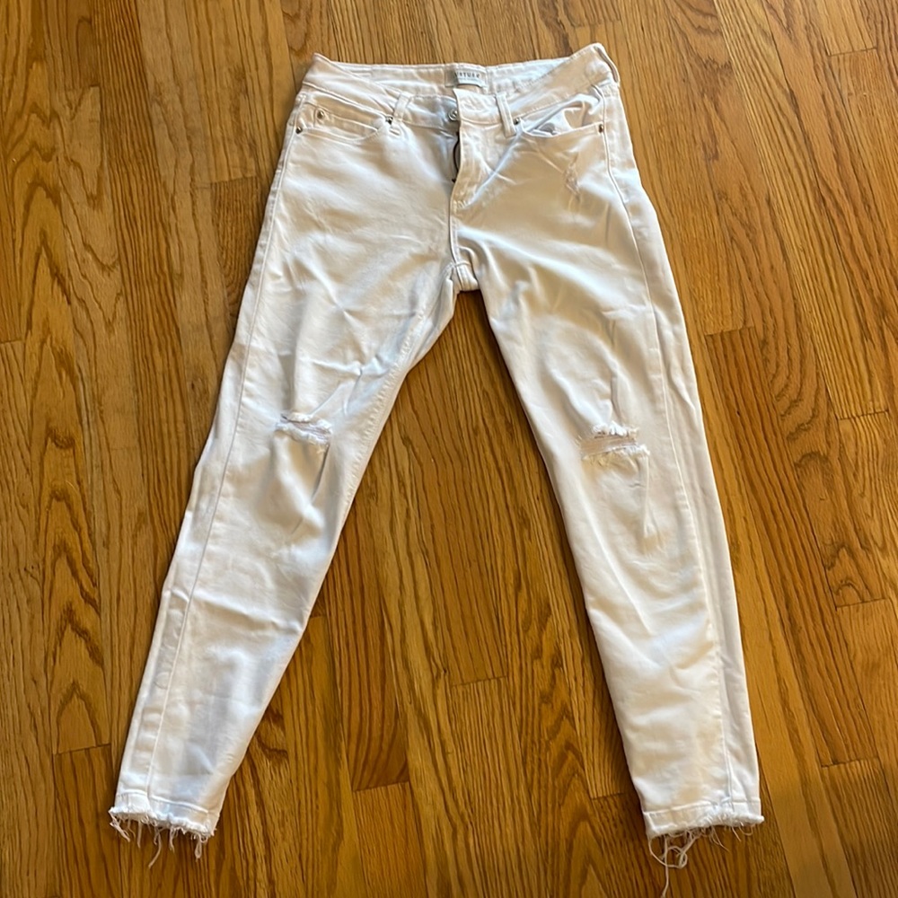 Just USA white fringe skinny jeans